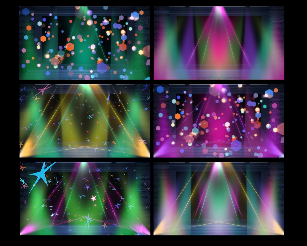 アニメーション配信背景&オーバーレイ、VTuber・ストリーマー向けステージライトエフェクト、DJ・カラオケ・歌手向けビデオループ / Animated Stream Backgrounds and Overlays, Stage Light Effects for Vtuber, Streamer, Video Loops for DJ, Karaoke, Singer
