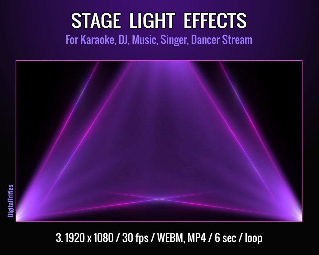 アニメーション配信背景&オーバーレイ、VTuber・ストリーマー向けステージライトエフェクト、DJ・カラオケ・歌手向けビデオループ / Animated Stream Backgrounds and Overlays, Stage Light Effects for Vtuber, Streamer, Video Loops for DJ, Karaoke, Singer