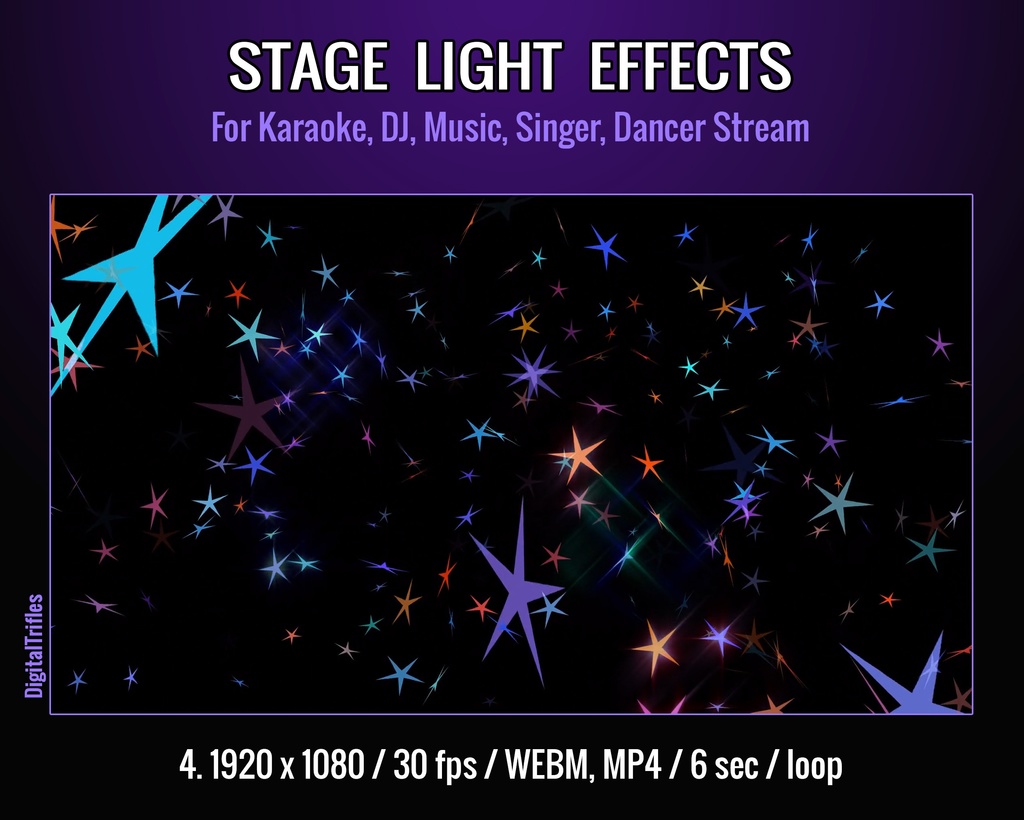 アニメーション配信背景&オーバーレイ、VTuber・ストリーマー向けステージライトエフェクト、DJ・カラオケ・歌手向けビデオループ / Animated Stream Backgrounds and Overlays, Stage Light Effects for Vtuber, Streamer, Video Loops for DJ, Karaoke, Singer