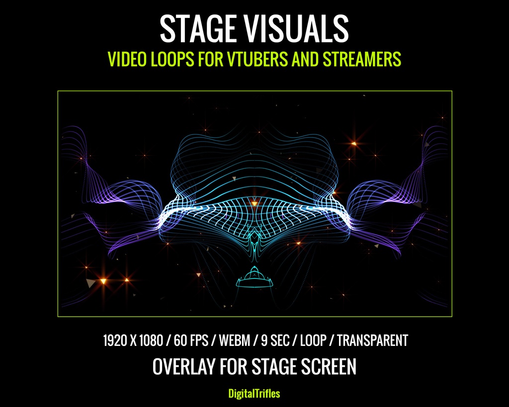 マジカル&サイケデリックなステージビジュアル、背景&オーバーレイ、ループ映像 — 音楽系ストリーマー&VTuber向け / Magical and Psychedelic Stage Visuals, Backgrounds & Overlays, Loops, for Music Streamers & Vtubers