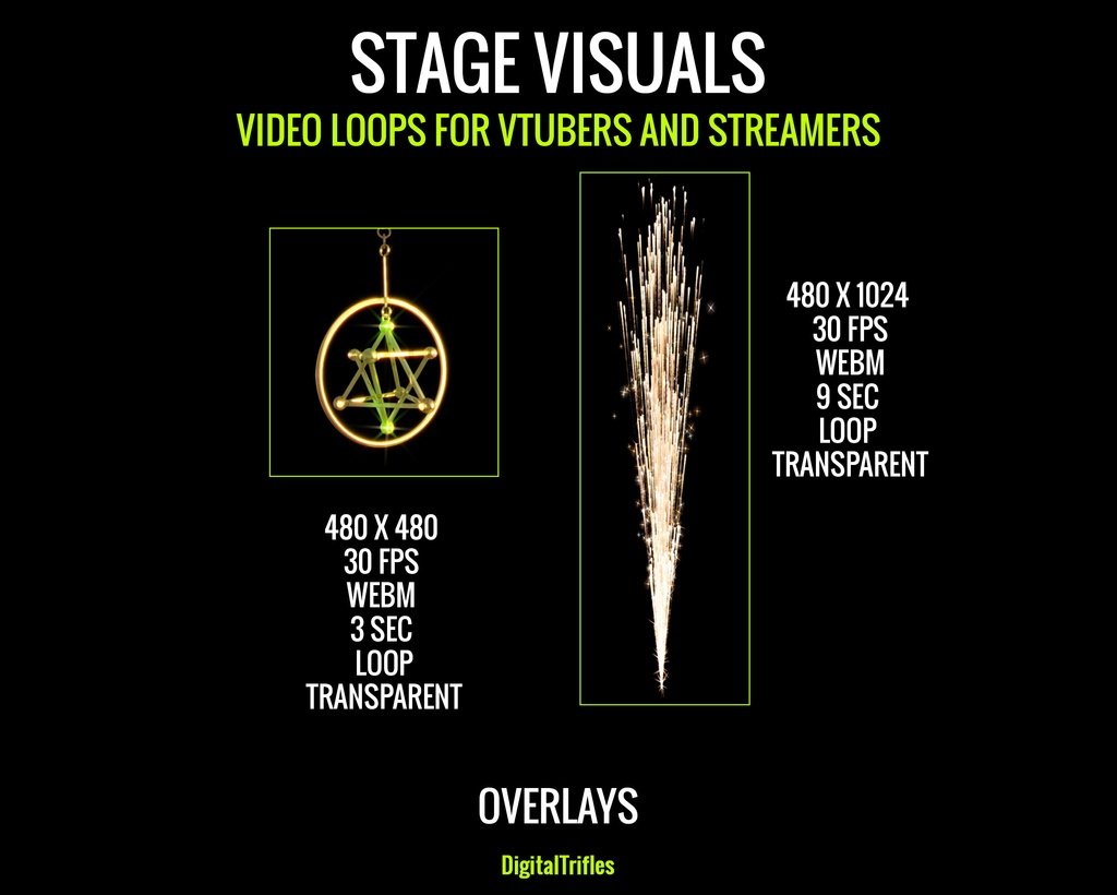 マジカル&サイケデリックなステージビジュアル、背景&オーバーレイ、ループ映像 — 音楽系ストリーマー&VTuber向け / Magical and Psychedelic Stage Visuals, Backgrounds & Overlays, Loops, for Music Streamers & Vtubers