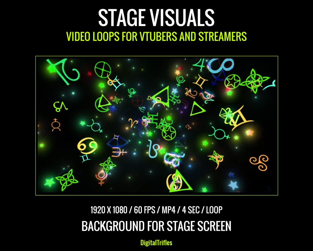 マジカル&サイケデリックなステージビジュアル、背景&オーバーレイ、ループ映像 — 音楽系ストリーマー&VTuber向け / Magical and Psychedelic Stage Visuals, Backgrounds & Overlays, Loops, for Music Streamers & Vtubers