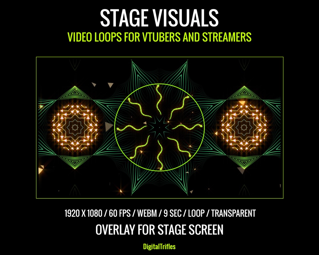 マジカル&サイケデリックなステージビジュアル、背景&オーバーレイ、ループ映像 — 音楽系ストリーマー&VTuber向け / Magical and Psychedelic Stage Visuals, Backgrounds & Overlays, Loops, for Music Streamers & Vtubers