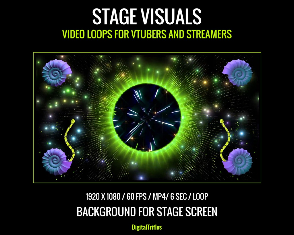 マジカル&サイケデリックなステージビジュアル、背景&オーバーレイ、ループ映像 — 音楽系ストリーマー&VTuber向け / Magical and Psychedelic Stage Visuals, Backgrounds & Overlays, Loops, for Music Streamers & Vtubers