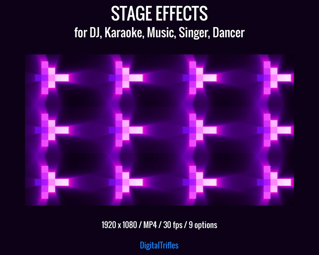 アニメーション配信背景・ステージライト演出(VTuber・配信者・VJ・DJ・カラオケ・音楽配信・歌手・ダンサー向け)9種パープル系MP4ループ素材 / Animated Stream Backgrounds, Stage Visual for VTuber & Streamer, DJ, Karaoke, Music, Singer, Dancer, 9 Video Loops