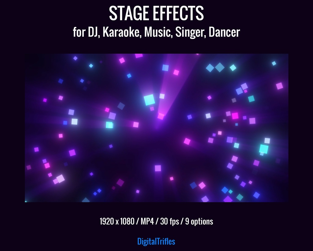 アニメーション配信背景・ステージライト演出(VTuber・配信者・VJ・DJ・カラオケ・音楽配信・歌手・ダンサー向け)9種パープル系MP4ループ素材 / Animated Stream Backgrounds, Stage Visual for VTuber & Streamer, DJ, Karaoke, Music, Singer, Dancer, 9 Video Loops
