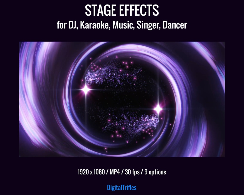 アニメーション配信背景・ステージライト演出(VTuber・配信者・VJ・DJ・カラオケ・音楽配信・歌手・ダンサー向け)9種パープル系MP4ループ素材 / Animated Stream Backgrounds, Stage Visual for VTuber & Streamer, DJ, Karaoke, Music, Singer, Dancer, 9 Video Loops