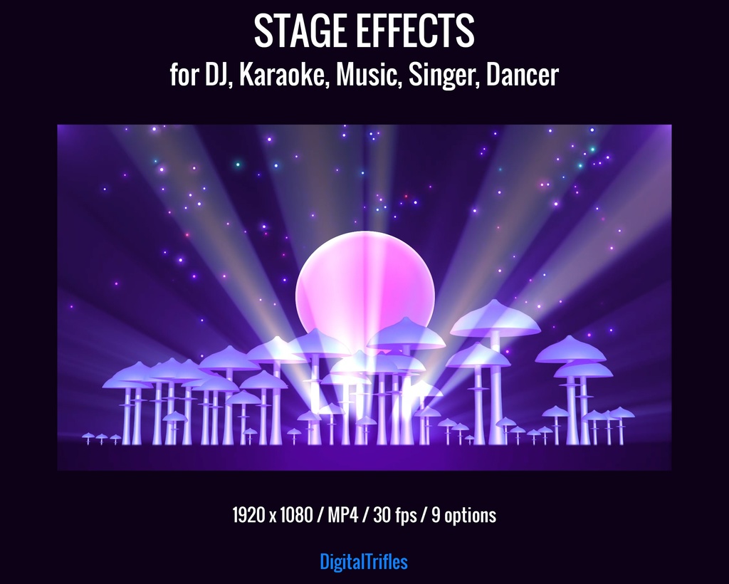 アニメーション配信背景・ステージライト演出(VTuber・配信者・VJ・DJ・カラオケ・音楽配信・歌手・ダンサー向け)9種パープル系MP4ループ素材 / Animated Stream Backgrounds, Stage Visual for VTuber & Streamer, DJ, Karaoke, Music, Singer, Dancer, 9 Video Loops