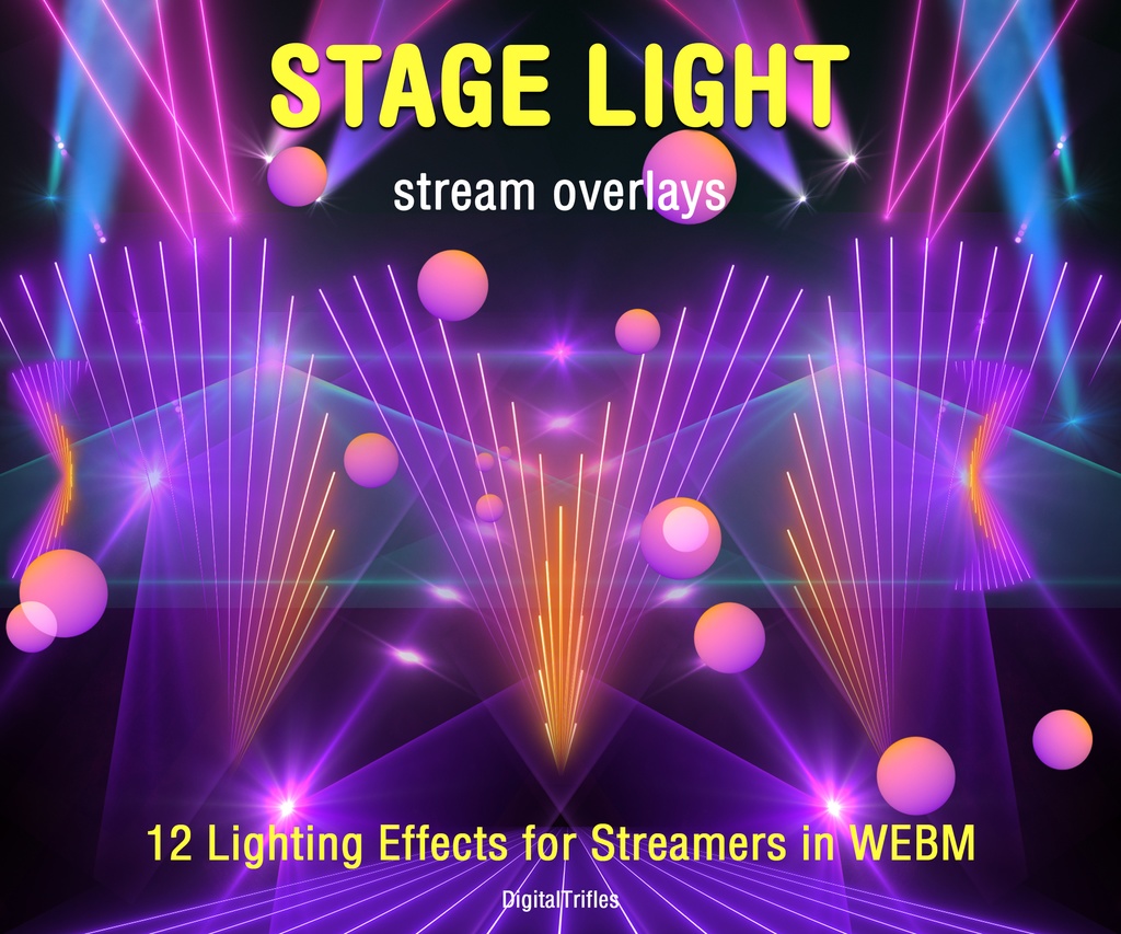 ステージ配信オーバーレイパック・レーザー&ライトFX13種(Twitchオーバーレイ・VTuber・配信者・DJ・音楽・カラオケ向け、透過WEBMループ)/ Stage Stream Overlay Pack, 13 Laser & Light FX, Twitch Overlays for Streamer & VTuber, DJ, Music, Karaoke, Loop