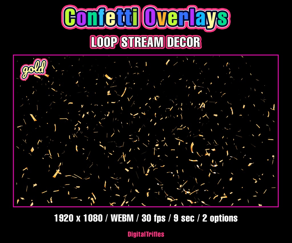 コンフェッティTwitchオーバーレイ、アニメーション配信デコレーション:勝利や達成を華やかに演出 / Confetti Twitch Overlays, Animated Stream Decoration: Brighten Up Your Wins & Achievements, 2 Variations
