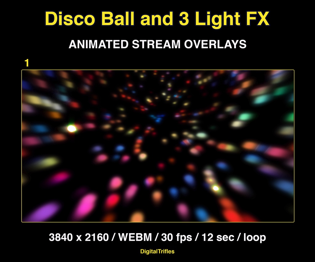 ステージライトのアニメーションオーバーレイ(VTuber・配信者・DJ・音楽配信向け、透過WEBMループ・OBS対応) / Animated Stage Light Overlays for Streamer and VTuber, DJ, Music Stream, Loop WEBM Transparency, Easy Setup in OBS