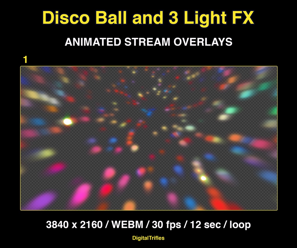 ステージライトのアニメーションオーバーレイ(VTuber・配信者・DJ・音楽配信向け、透過WEBMループ・OBS対応) / Animated Stage Light Overlays for Streamer and VTuber, DJ, Music Stream, Loop WEBM Transparency, Easy Setup in OBS