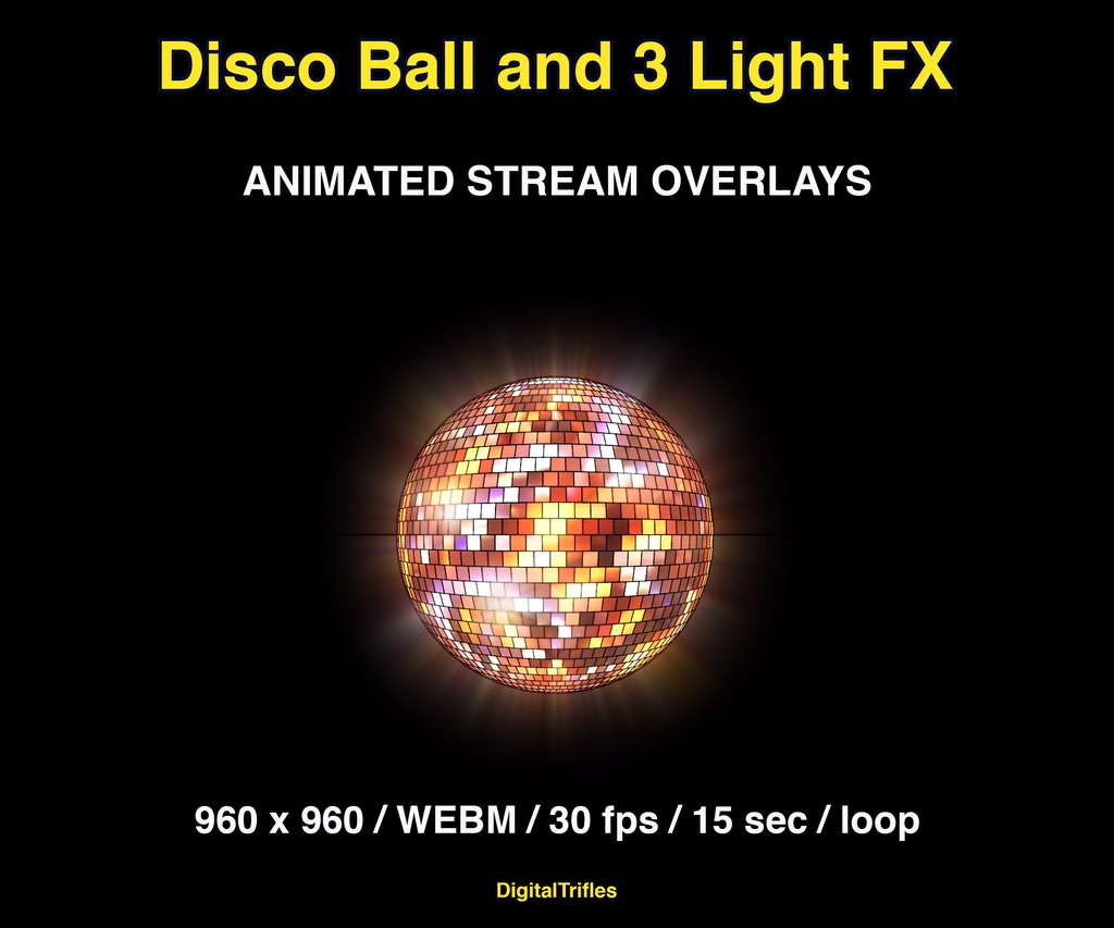 ステージライトのアニメーションオーバーレイ(VTuber・配信者・DJ・音楽配信向け、透過WEBMループ・OBS対応) / Animated Stage Light Overlays for Streamer and VTuber, DJ, Music Stream, Loop WEBM Transparency, Easy Setup in OBS