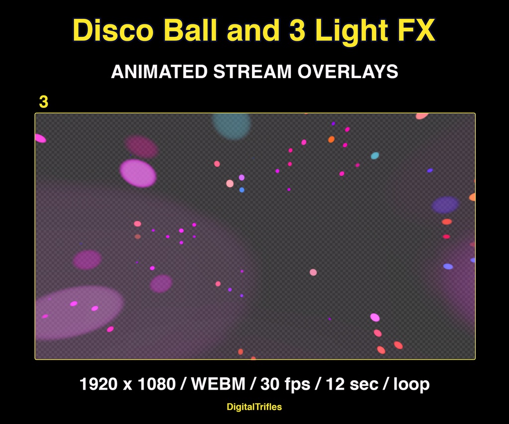 ステージライトのアニメーションオーバーレイ(VTuber・配信者・DJ・音楽配信向け、透過WEBMループ・OBS対応) / Animated Stage Light Overlays for Streamer and VTuber, DJ, Music Stream, Loop WEBM Transparency, Easy Setup in OBS