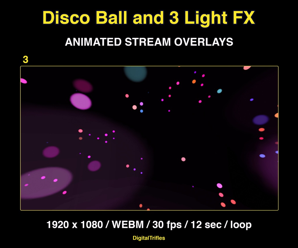 ステージライトのアニメーションオーバーレイ(VTuber・配信者・DJ・音楽配信向け、透過WEBMループ・OBS対応) / Animated Stage Light Overlays for Streamer and VTuber, DJ, Music Stream, Loop WEBM Transparency, Easy Setup in OBS