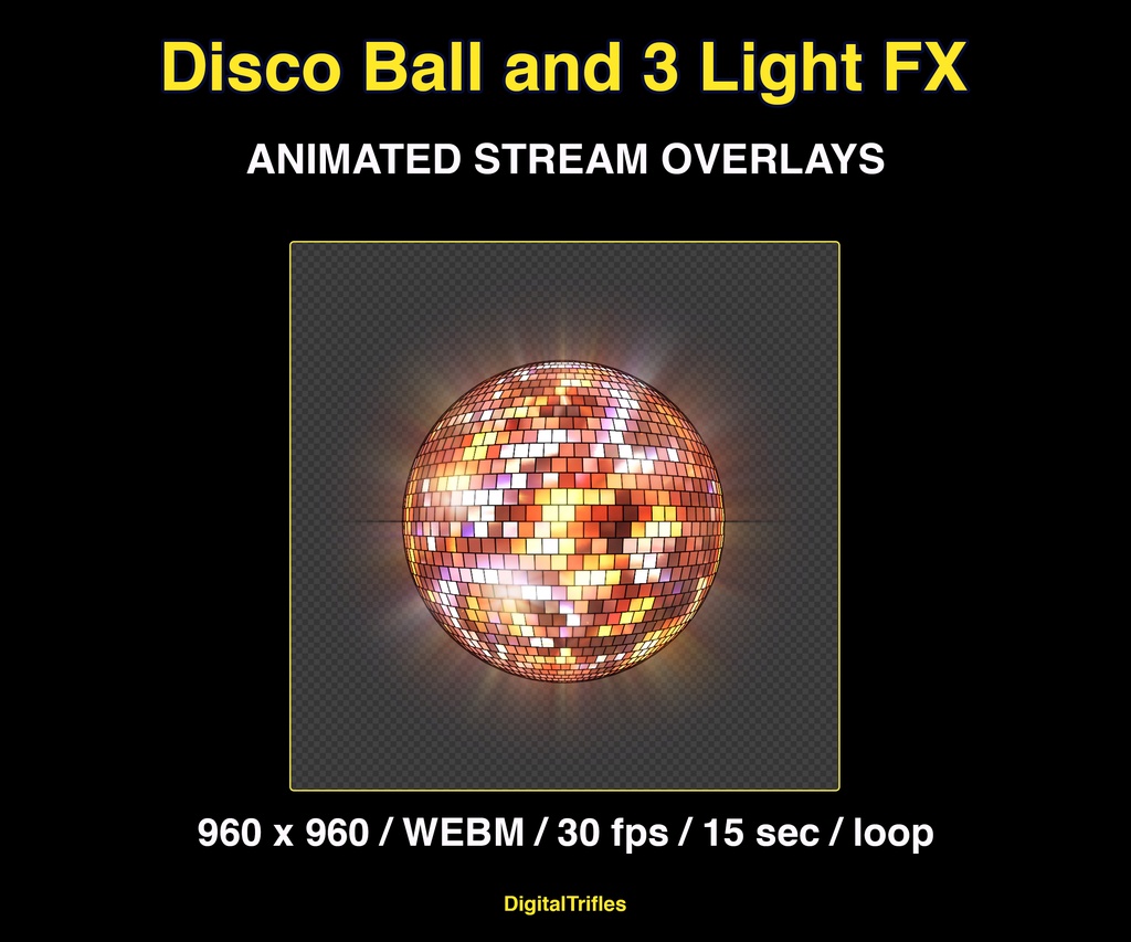 ステージライトのアニメーションオーバーレイ(VTuber・配信者・DJ・音楽配信向け、透過WEBMループ・OBS対応) / Animated Stage Light Overlays for Streamer and VTuber, DJ, Music Stream, Loop WEBM Transparency, Easy Setup in OBS
