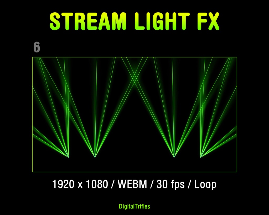 配信素材 ステージライト&レーザー演出オーバーレイ 12種 WEBM OBS対応 VTuber 音楽配信 DJ / Stream Overlay Pack 12 Stage Light & Laser FX, Twitch, DJ Party, Music, Concert, Karaoke, WEBM Loops