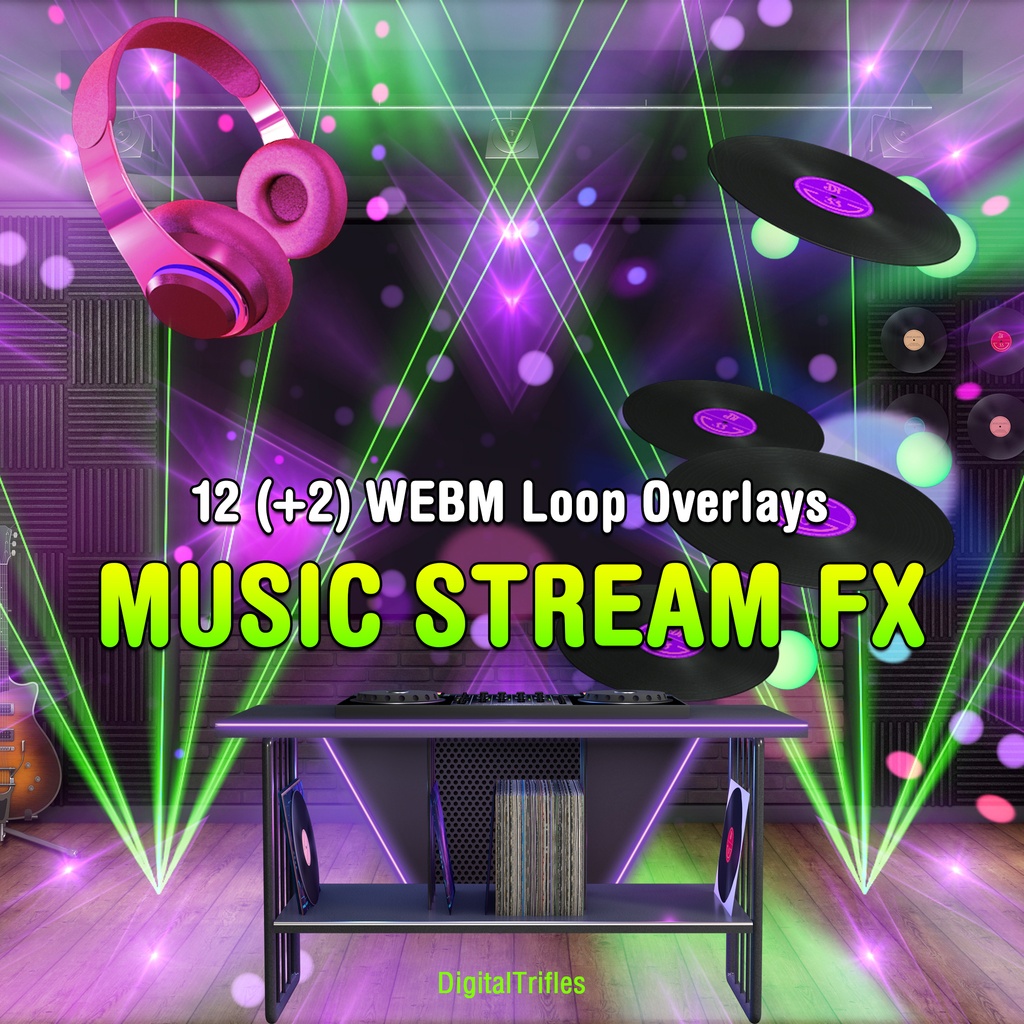 配信素材 ステージライト&レーザー演出オーバーレイ 12種 WEBM OBS対応 VTuber 音楽配信 DJ / Stream Overlay Pack 12 Stage Light & Laser FX, Twitch, DJ Party, Music, Concert, Karaoke, WEBM Loops