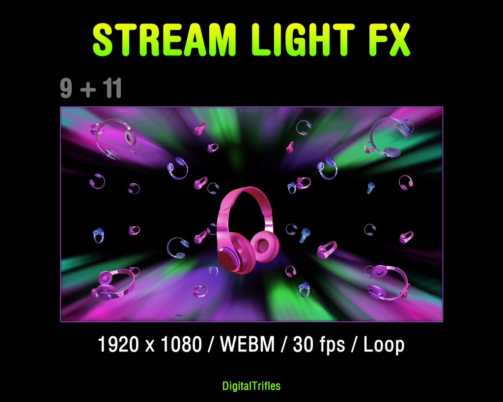 配信素材 ステージライト&レーザー演出オーバーレイ 12種 WEBM OBS対応 VTuber 音楽配信 DJ / Stream Overlay Pack 12 Stage Light & Laser FX, Twitch, DJ Party, Music, Concert, Karaoke, WEBM Loops
