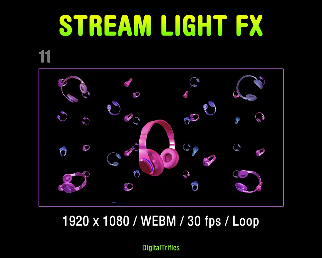 配信素材 ステージライト&レーザー演出オーバーレイ 12種 WEBM OBS対応 VTuber 音楽配信 DJ / Stream Overlay Pack 12 Stage Light & Laser FX, Twitch, DJ Party, Music, Concert, Karaoke, WEBM Loops