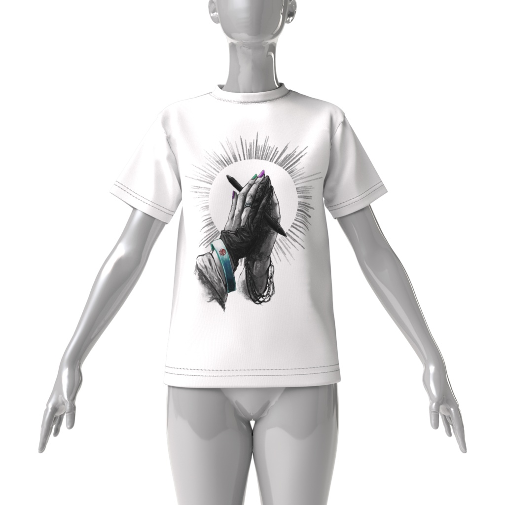 祈る絵描きの手デカシャツ