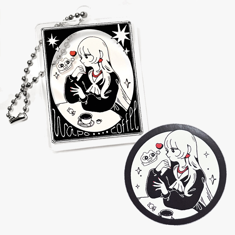 【喫茶ワポ】キーホルダー＆ステッカー(単品購入可)