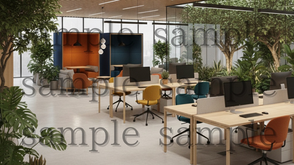 《AI生成素材》あらゆるシーンで使えるオフィス背景10枚パック|ビジネス・資料・動画・サムネに最適 “AI Office Backgrounds Pack (10 Images) – For Business, Slides & Videos”