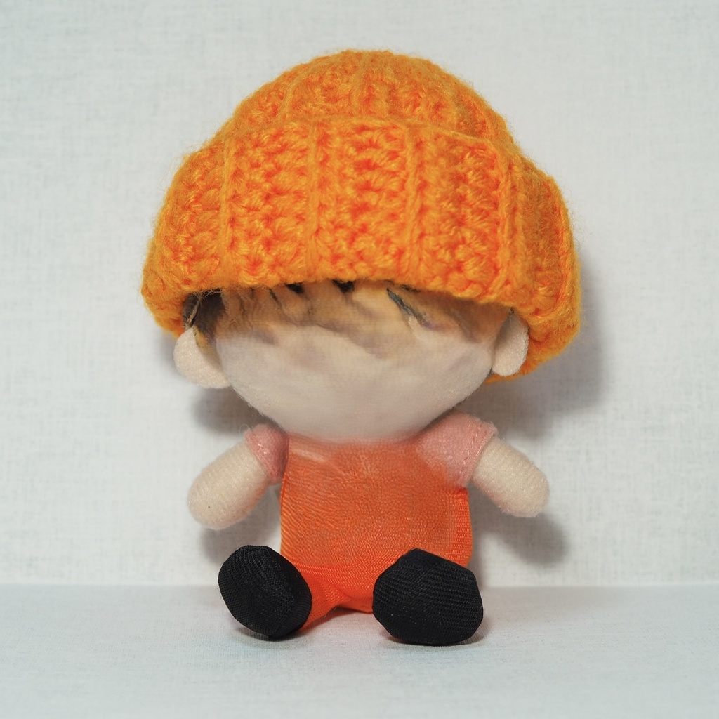 【ぬい用】ニット帽 オレンジ・蜜柑色