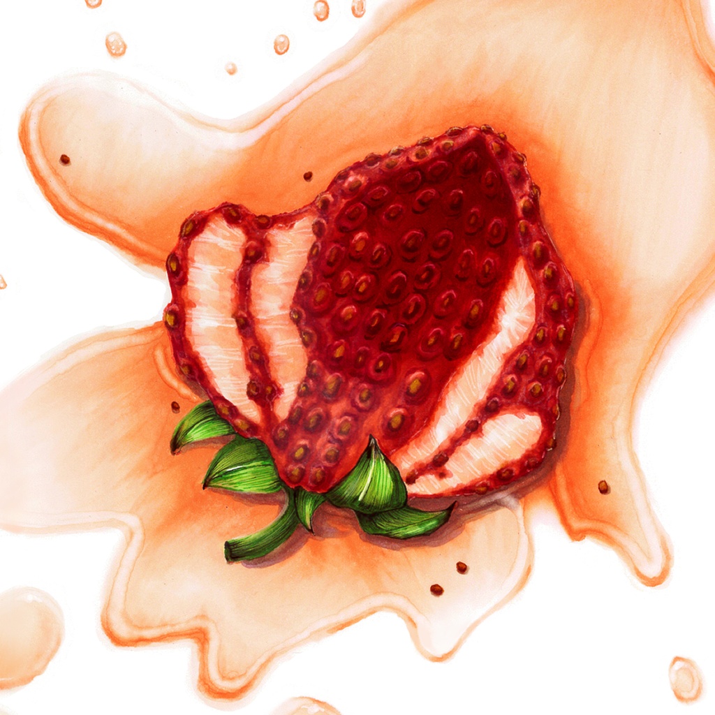 つぶれた苺コースター