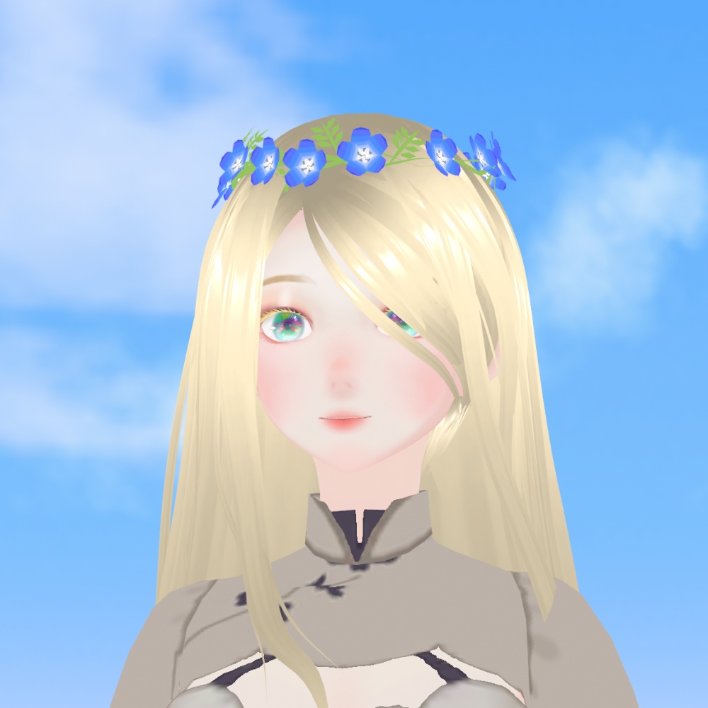 無料・Vroid髪製・ネモフィラの花冠