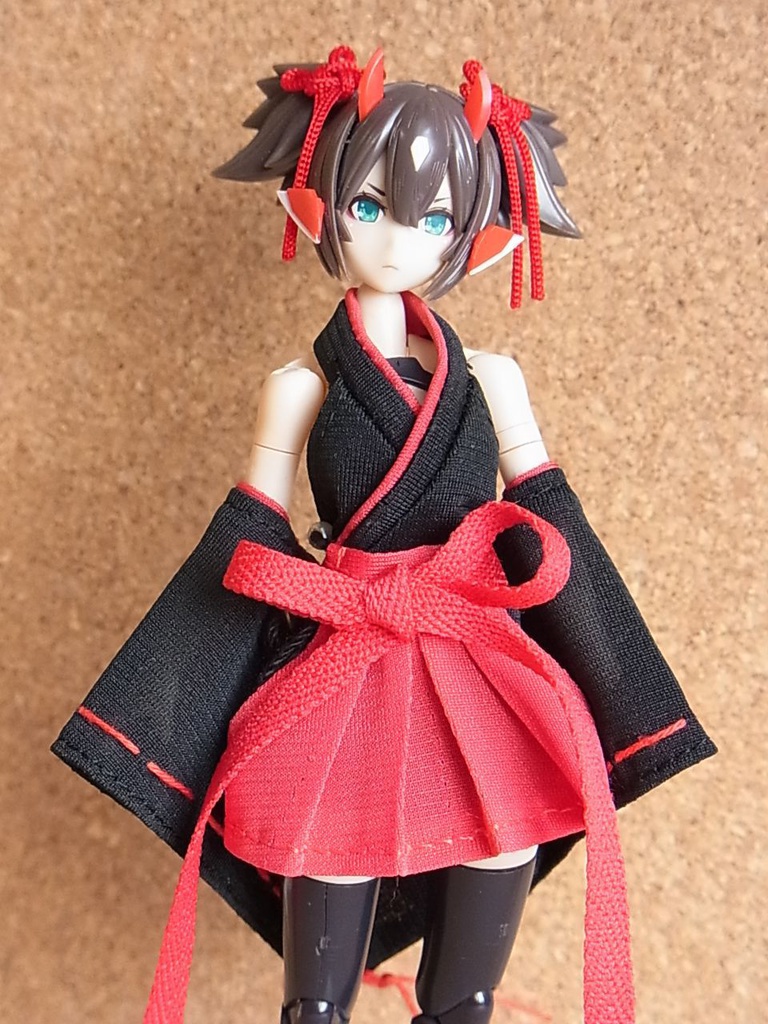 ◆ミニ丈巫女服 ◆白巫女・黒巫女◆1/12サイズ布服◆