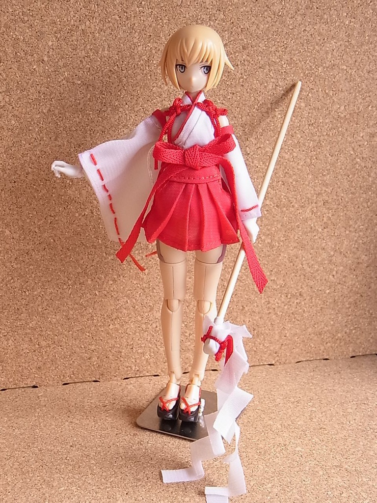 ◆ミニ丈巫女服 ◆白巫女・黒巫女◆1/12サイズ布服◆