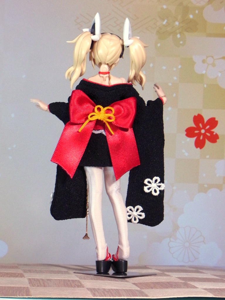 花魁風ミニ丈振り袖🌸色無地🌸1/12サイズ ドール服 布服