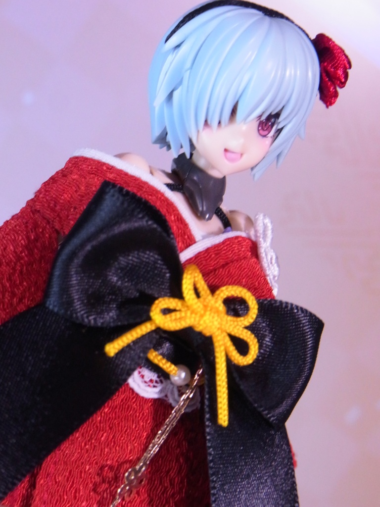 花魁風ミニ丈振り袖🌸色無地🌸1/12サイズ ドール服 布服