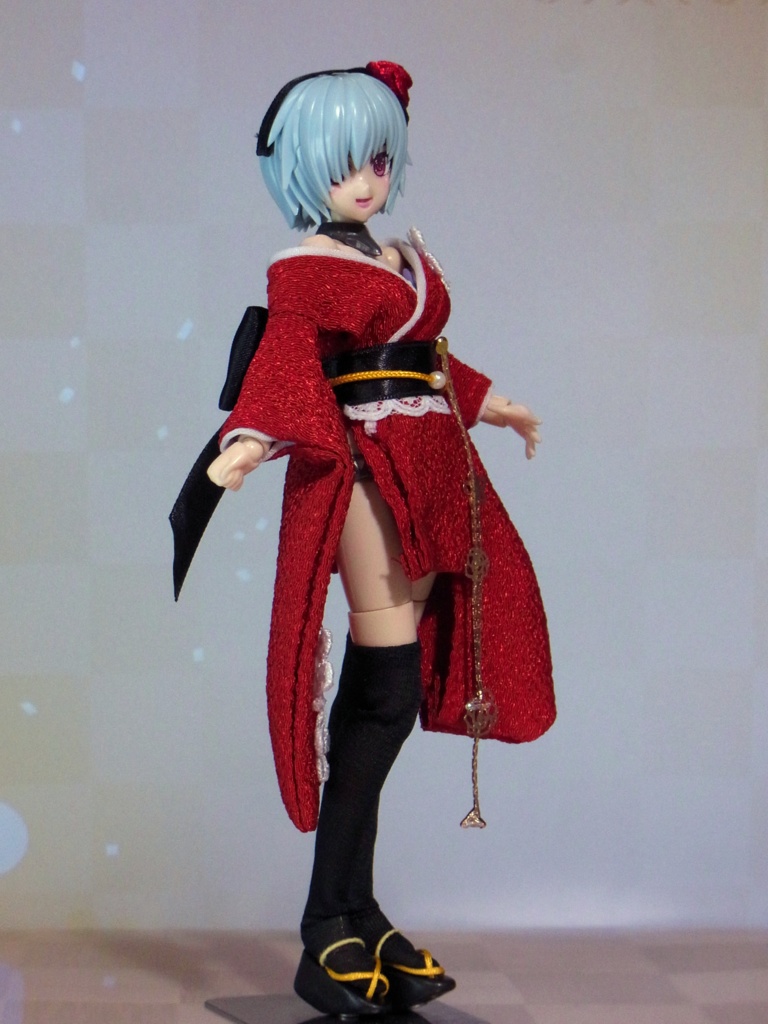 花魁風ミニ丈振り袖🌸色無地🌸1/12サイズ ドール服 布服