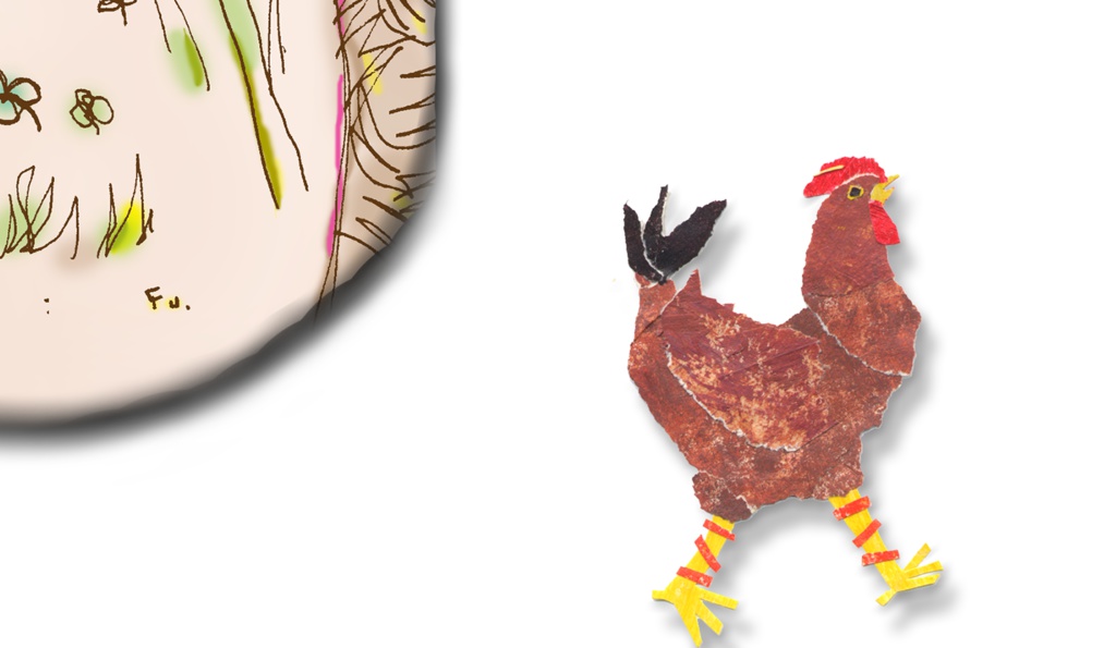 くまとにわとりTシャツ