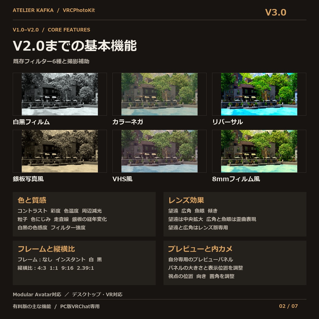 VRCPhotoKit V3.0|カメラ用フィルターギミック【VRChat アバター / Desktop・PCVR】