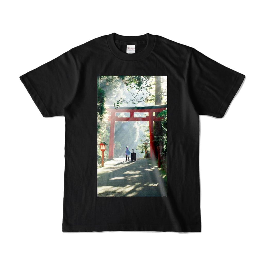 祠とユウラン-Tシャツ黒色