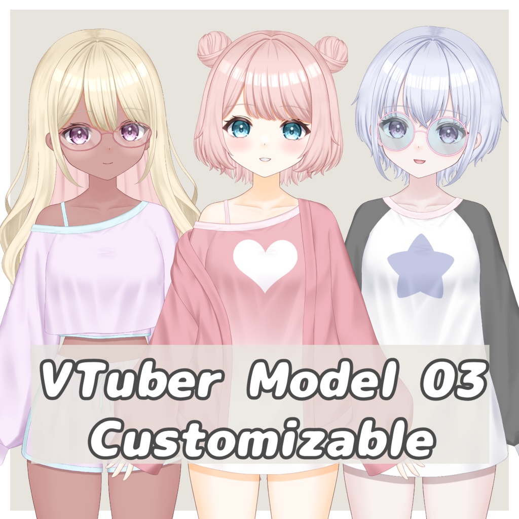 【VTS/nizimaLIVE対応】カスタム汎用モデル3【Live2Dモデル】