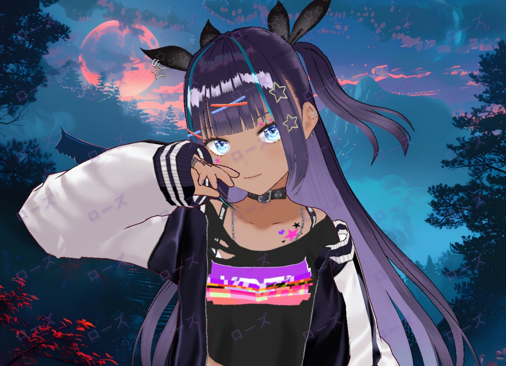 【VRoid】 Blue Sparkle Eyes - ローズ