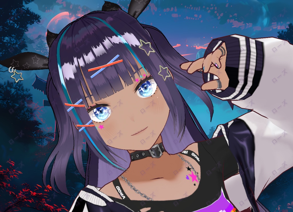 【VRoid】 Blue Sparkle Eyes - ローズ