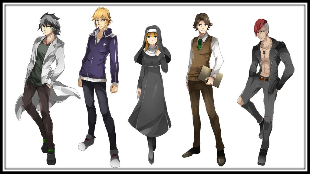 TRPG向け立ち絵セット3　「コンピューター技術者」「スポーツ選手」「宗教家」「大学教授」「暴力団組員」