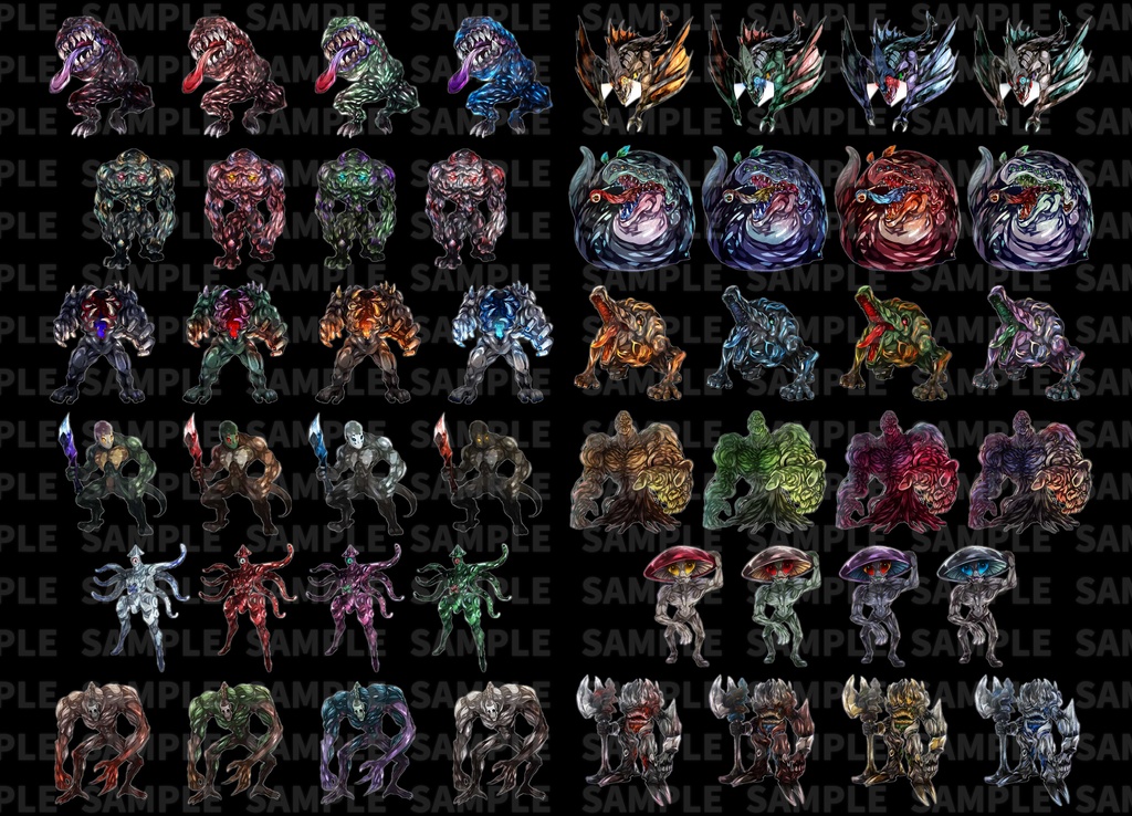 高画質モンスターグラフィック素材 夢幻の怪物シリーズ Vol.1 12体 各4色