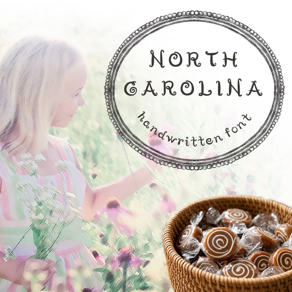 【商用可・無料フォント】オリジナル手書きデコラティブフォント | North Carolina アルファベット版