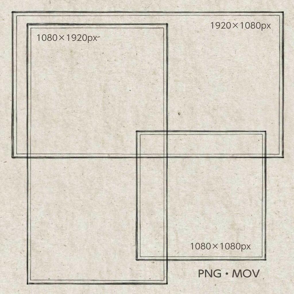 【お試し価格】動くあしらい素材 えんぴつで描いたフレーム&ボーダー