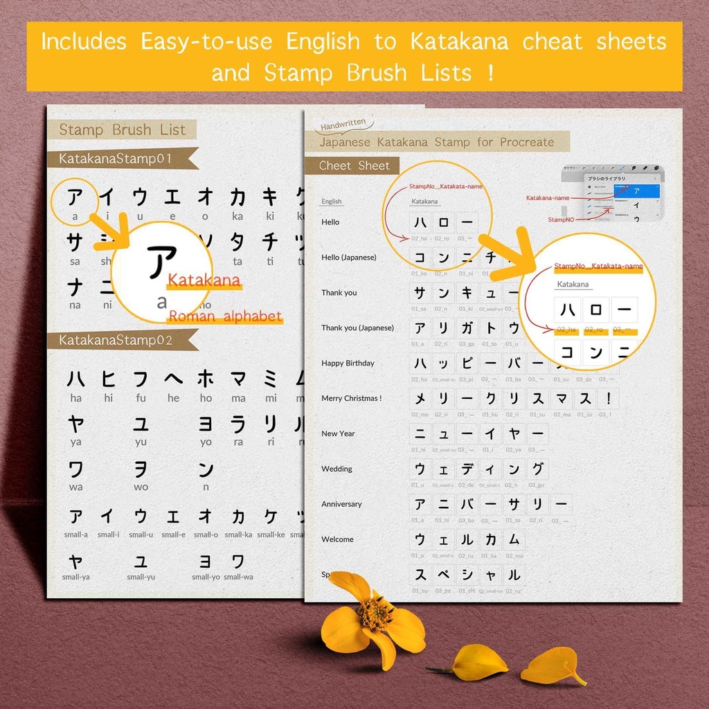 カタカナスタンプセット -- Japanese Katakana Stamp Brush Sets for Procreate --