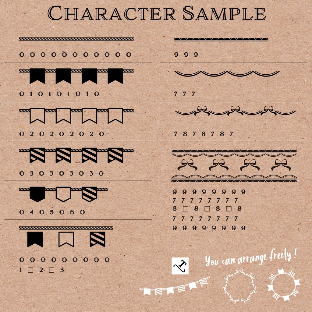 飾り罫フォント フラッグガーランド | Ornamental Border Font Flag Garland