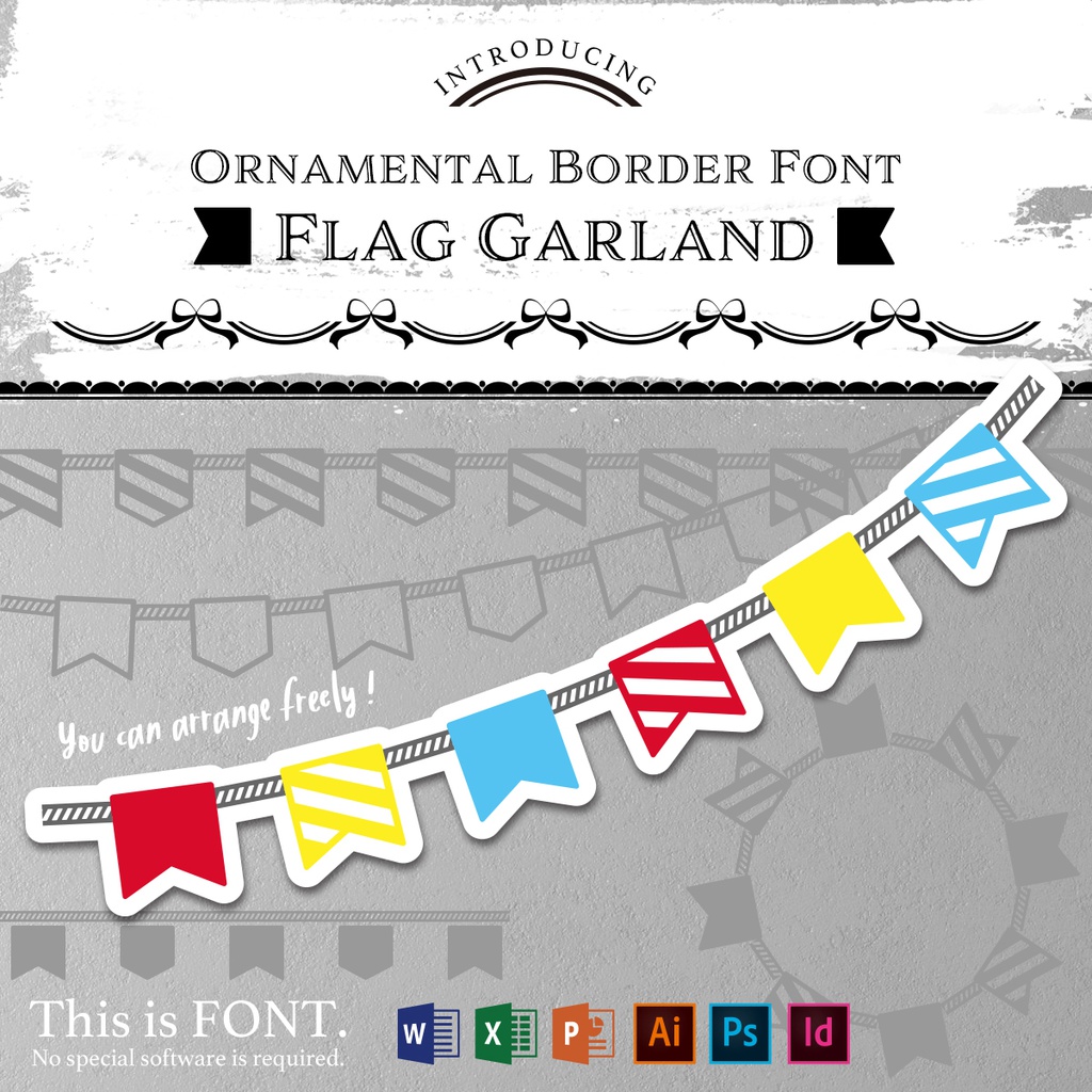 飾り罫フォント フラッグガーランド | Ornamental Border Font Flag Garland