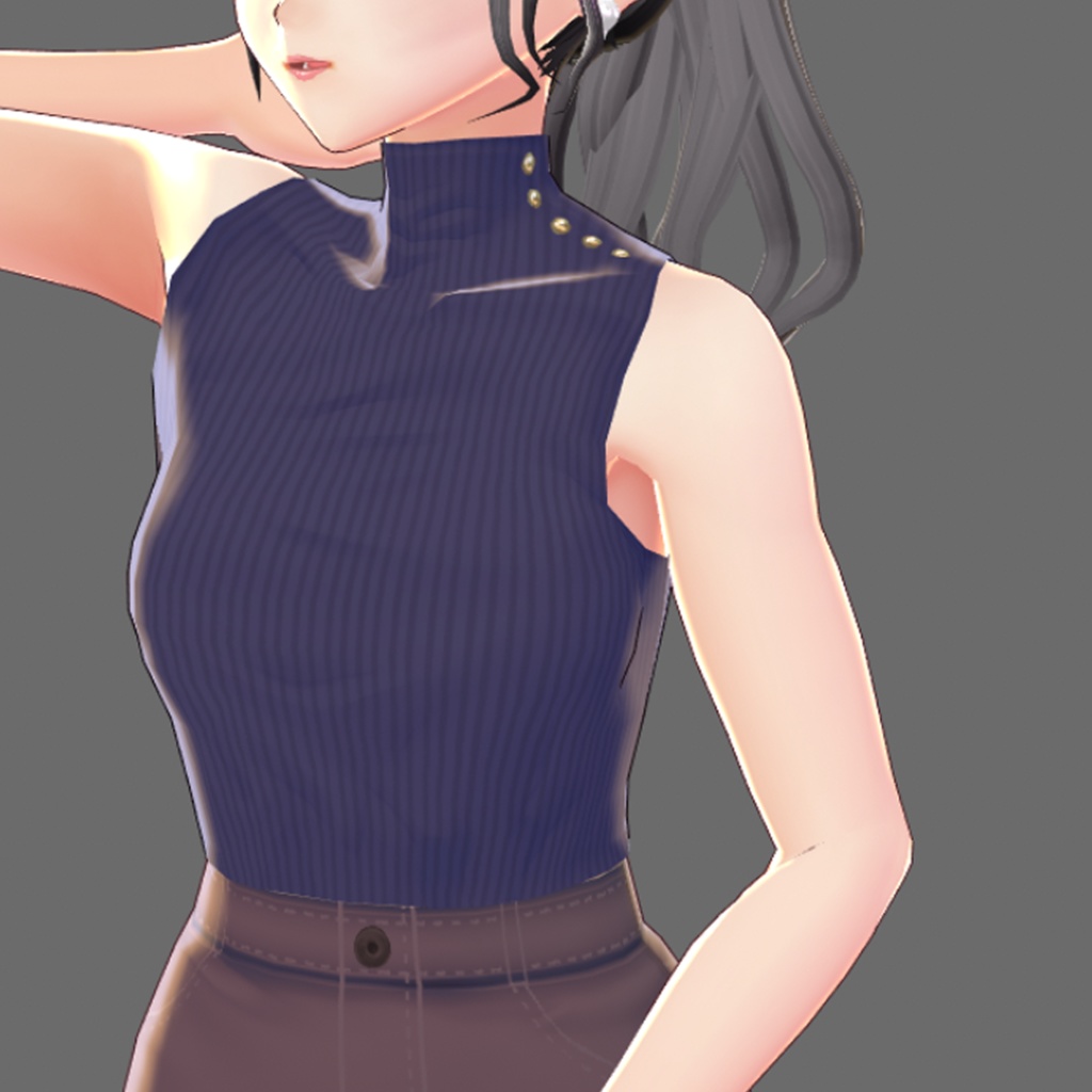 ゴールドボタンノースリーブニット【VRoid】