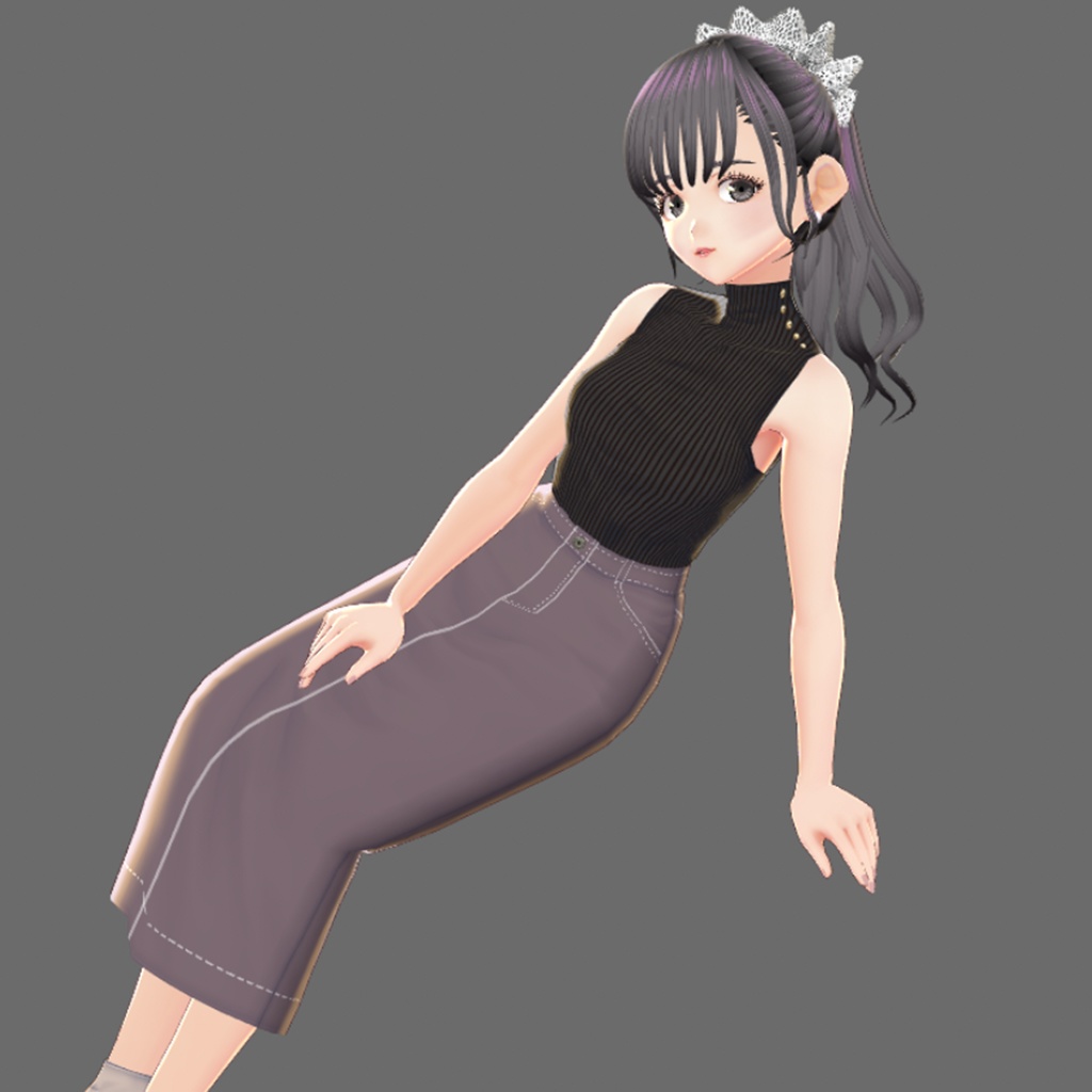 ゴールドボタンノースリーブニット【VRoid】